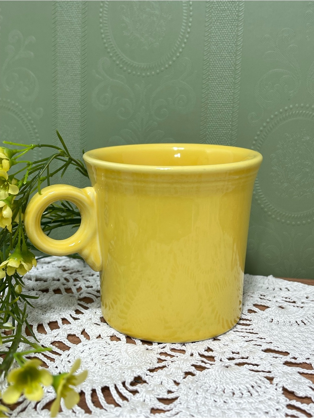Fiesta Yellow Ceramic Mug with Round Handle